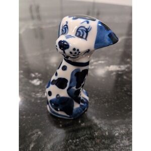Gzhel Russia Porcelain Dalmatian Dog Figurine 3.25"